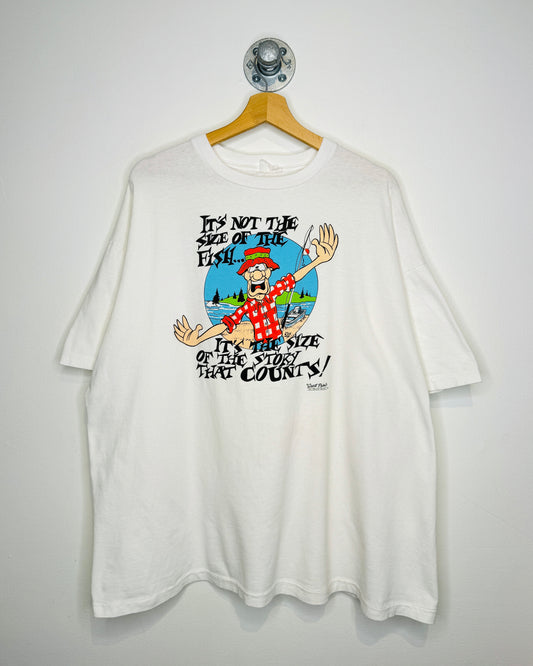 Vintage 90s “It’s Not The Size Of The Fish…” White Tee Shirt