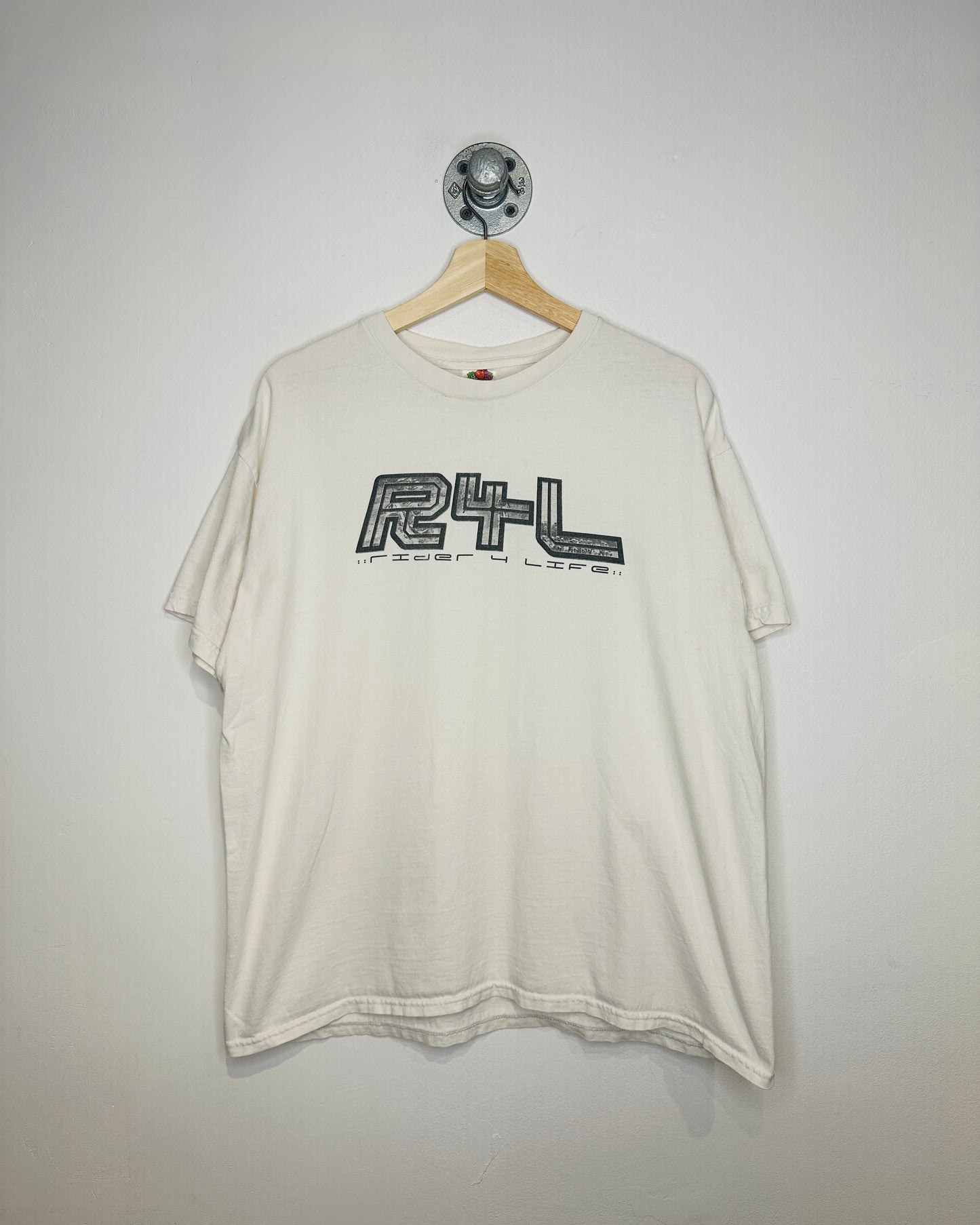 Vintage 2000s Rider 4 Life MX Rider Cream Tee Shirt