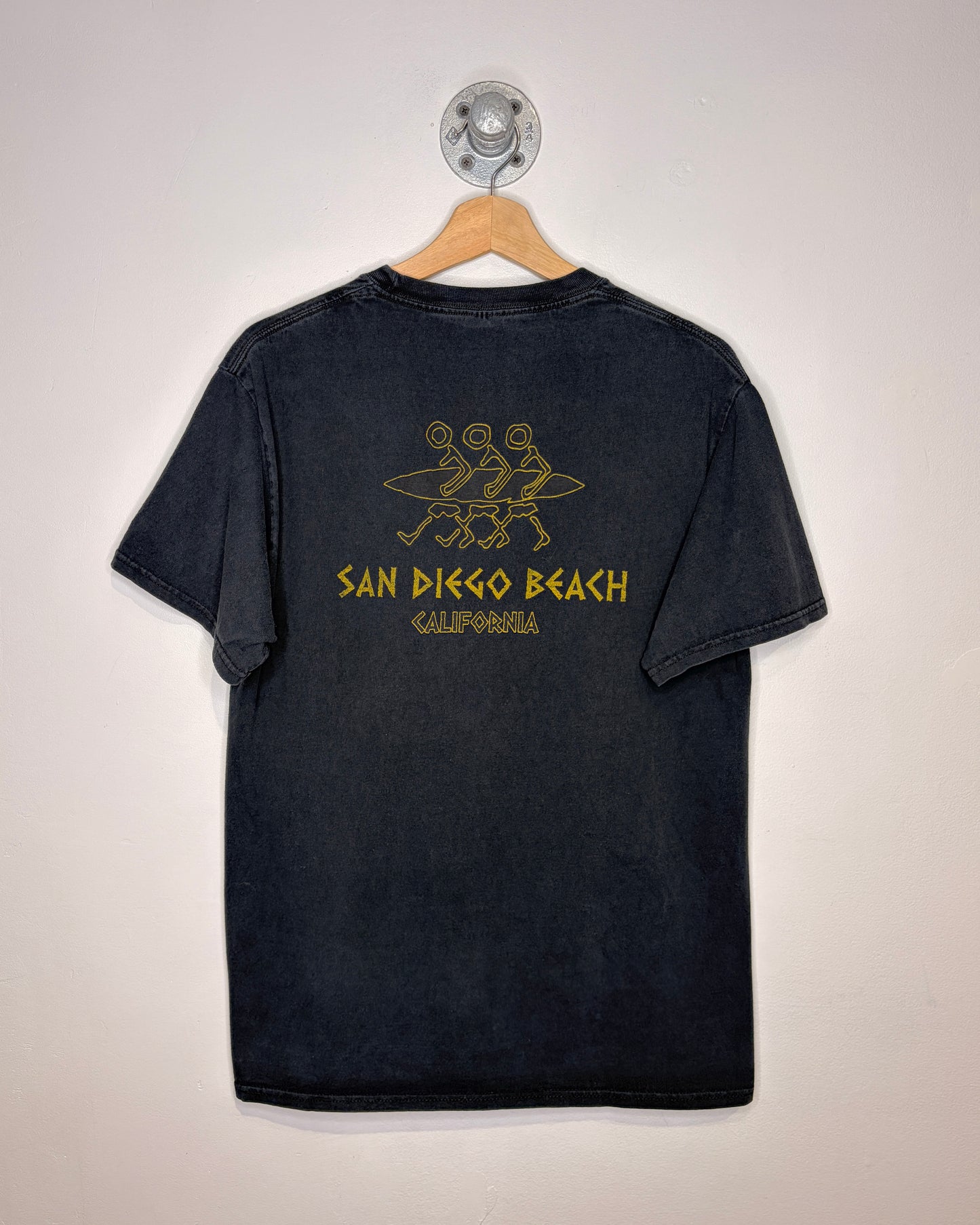 2000s San Diego Beach California Faded Black Tee Shirt