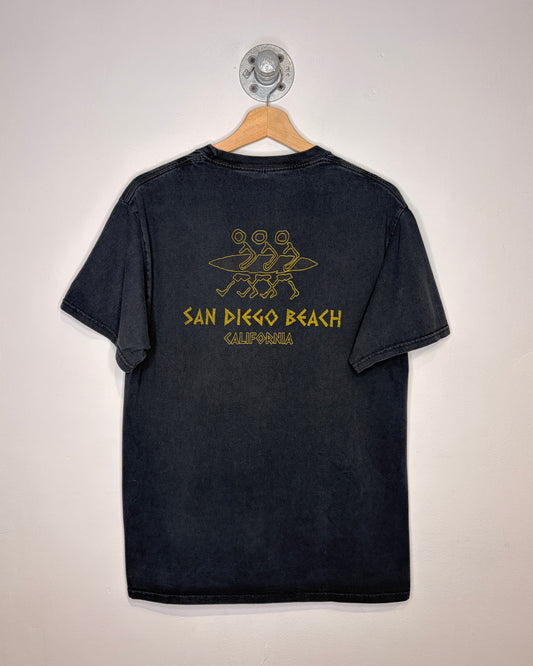 2000s San Diego Beach California Faded Black Tee Shirt
