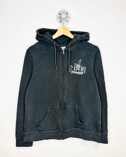 2000s Disneyland Resort Sparkle Print Black Zip Up Hoodie