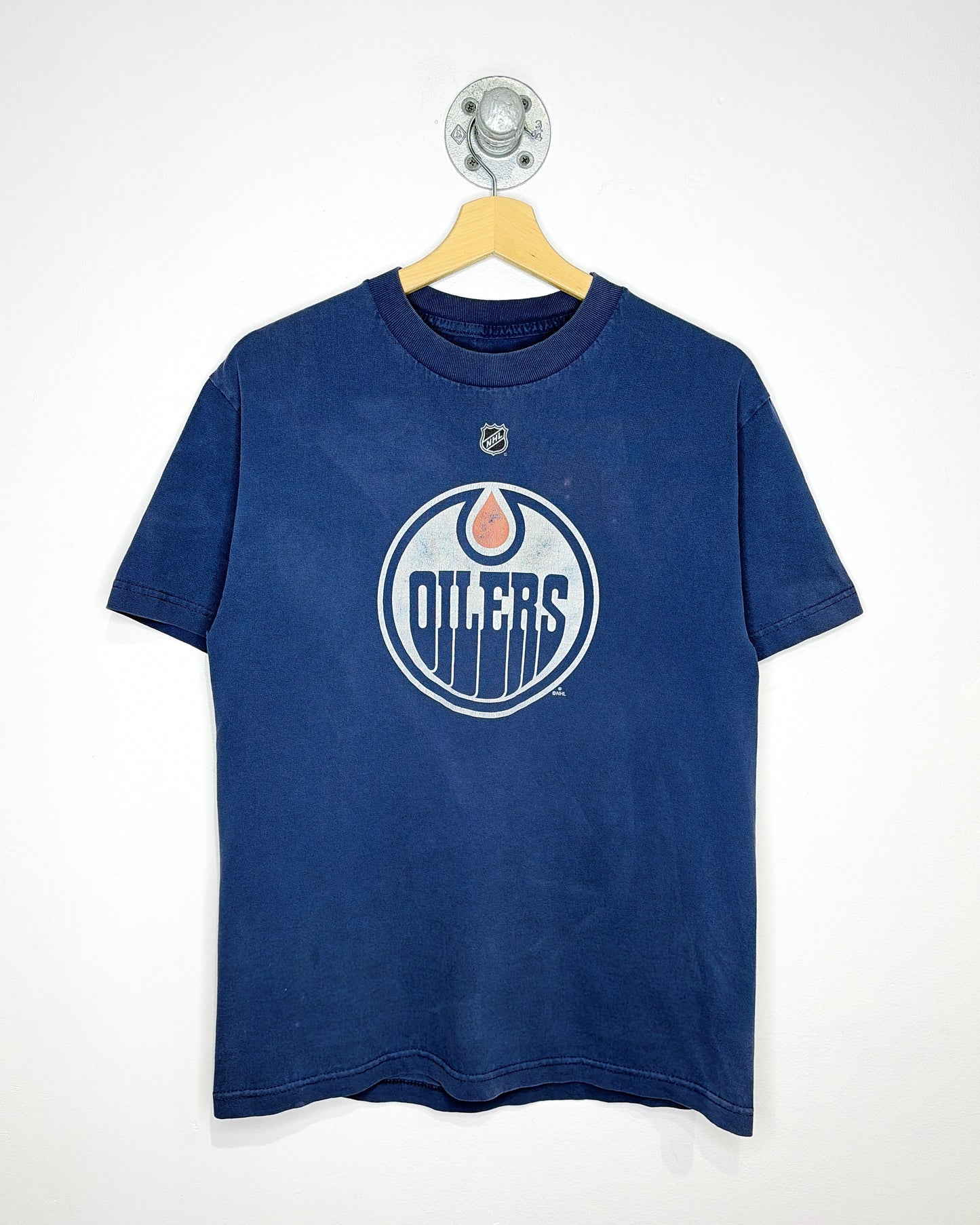 2000s Edmonton Oilers Luke Gazdic Faded Navy Blue Tee Shirt