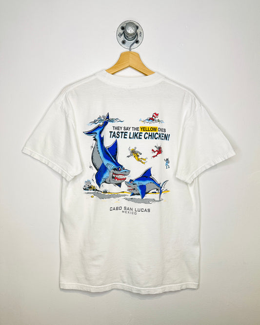 Vintage “The Yellow Ones Taste Like Chicken” White Tee Shirt