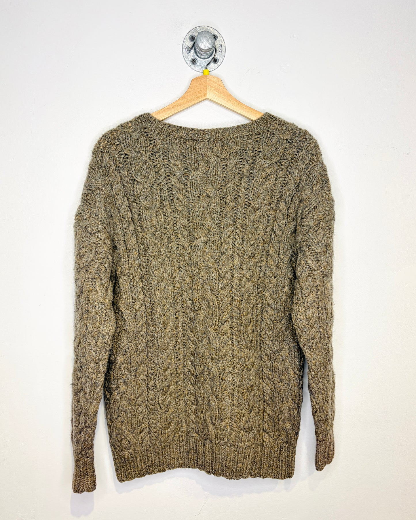 Vintage 1990s American Eagle Outfitters Handknit Grey Cable Knit Sweater