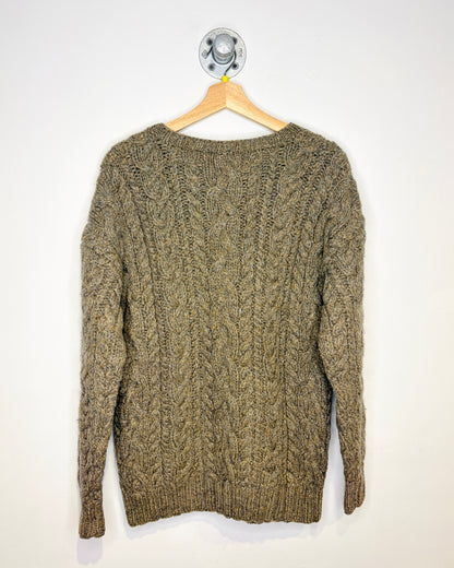 Vintage 1990s American Eagle Outfitters Handknit Grey Cable Knit Sweater