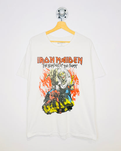Iron Maiden The Number Of The Beast Graphic White Tee Shirt