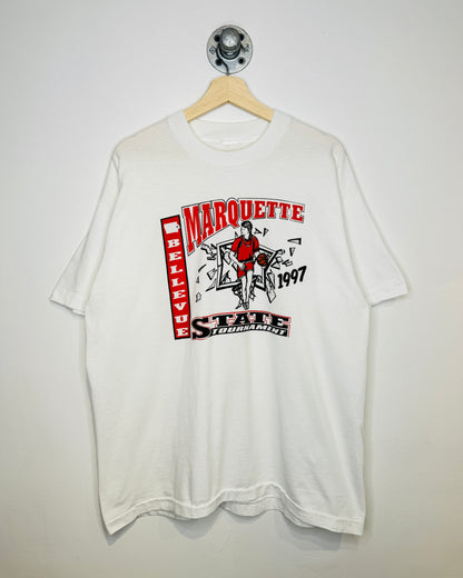 Vintage 1997 Marquette State Basketball White Tee Shirt