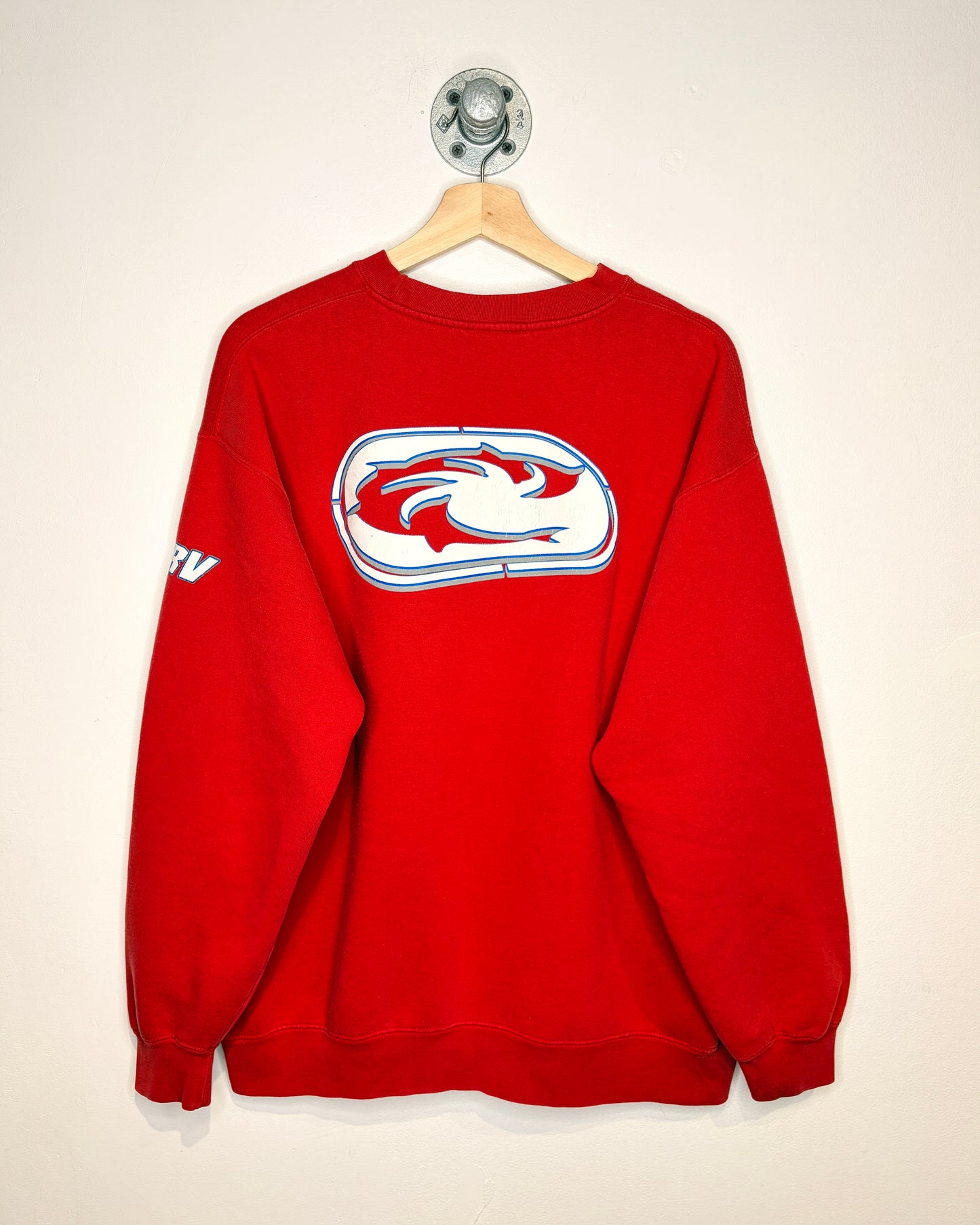 Vintage 90s Wave Riding Vehicles Red Crewneck Sweatshirt