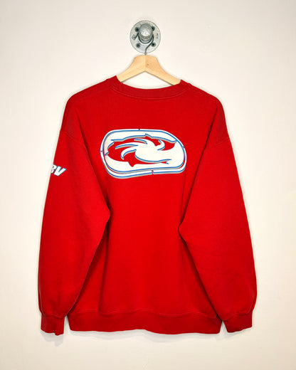 Vintage 90s Wave Riding Vehicles Red Crewneck Sweatshirt