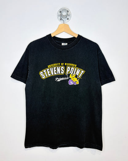 Vintage 2000s University Of Wisconsin Stevens Point Black Tee Shirt