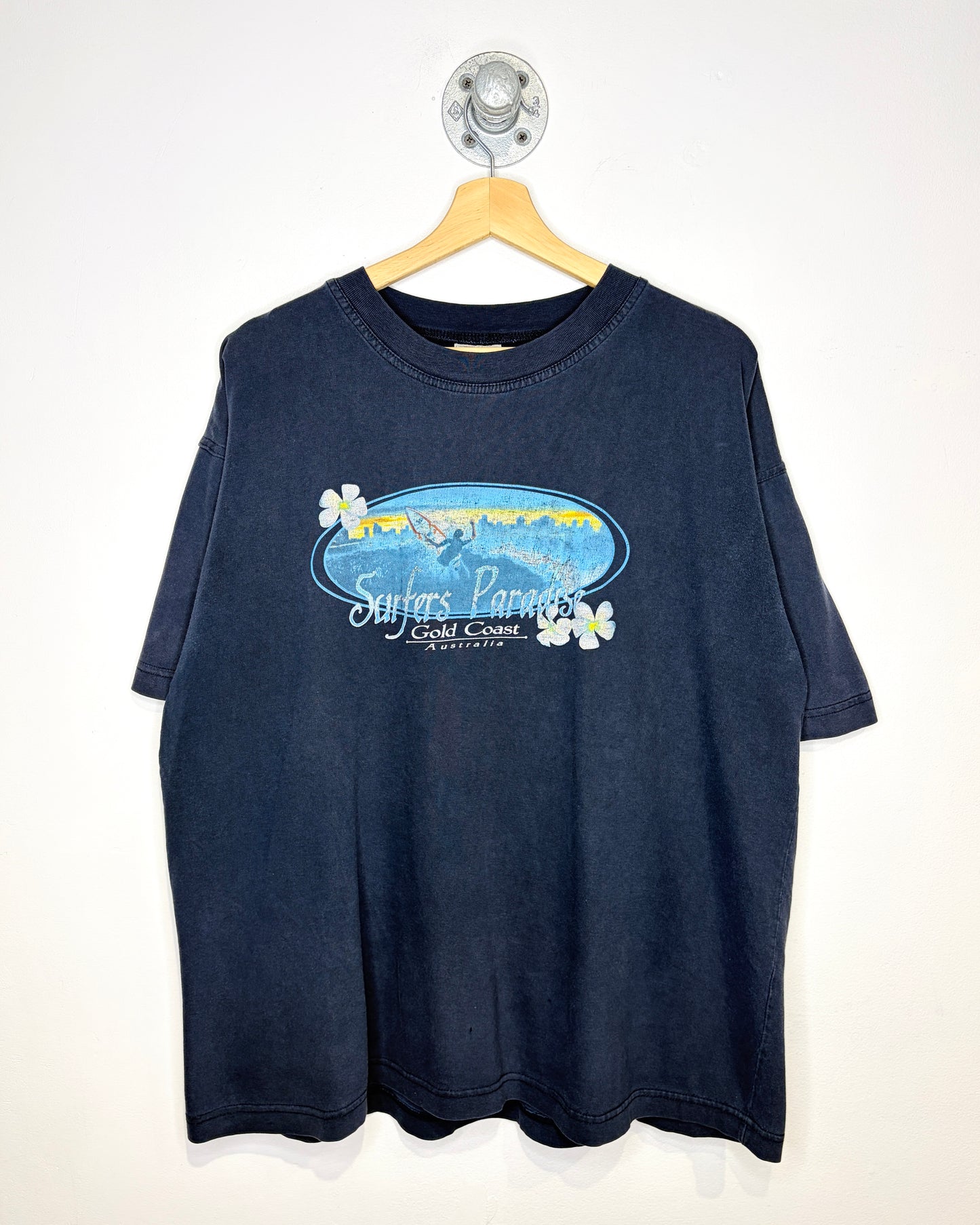 Vintage Surfers Paradise Gold Coast Australia Faded Navy Tee Shirt