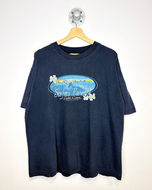 Vintage Surfers Paradise Gold Coast Australia Faded Navy Tee Shirt