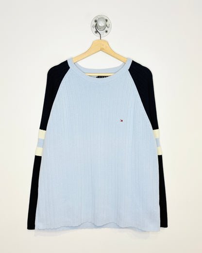 2000s Tommy Hilfiger Light Blue & Navy Sweater