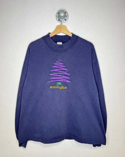 Vintage 90s Zoolights Faded Navy Mock Neck Longsleeve Shirt