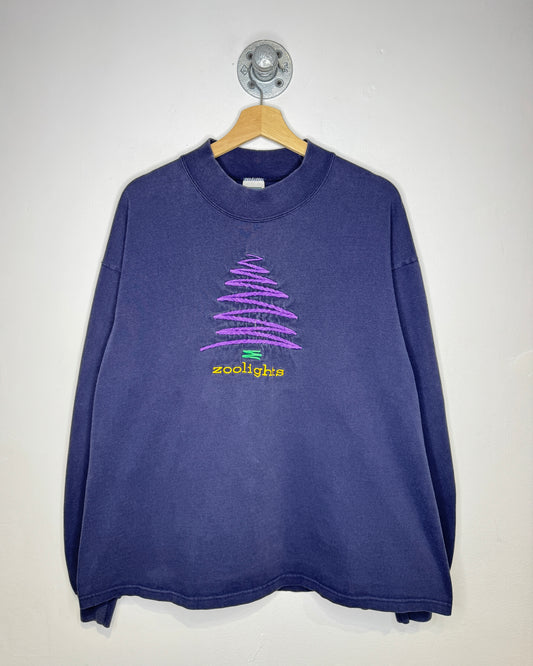 Vintage 90s Zoolights Faded Navy Mock Neck Longsleeve Shirt