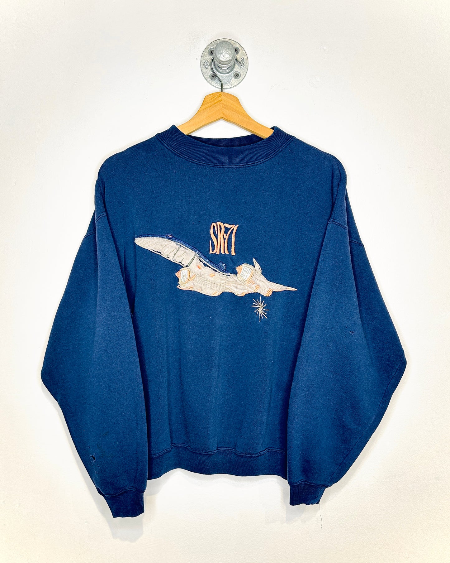 Vintage 1990s SR-71 Distressed Navy Crewneck Sweatshirt