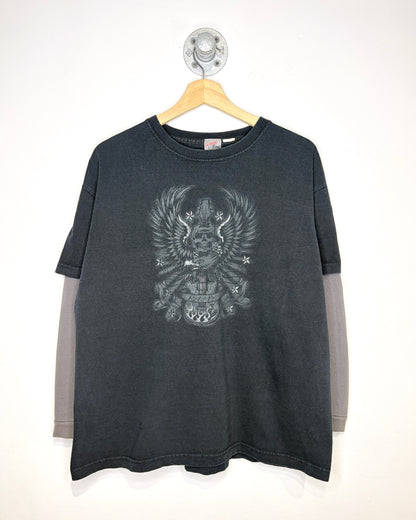 Vintage Y2K Xtreme Limit Rock N Roll Black & Grey Longsleeve Tee Shirt