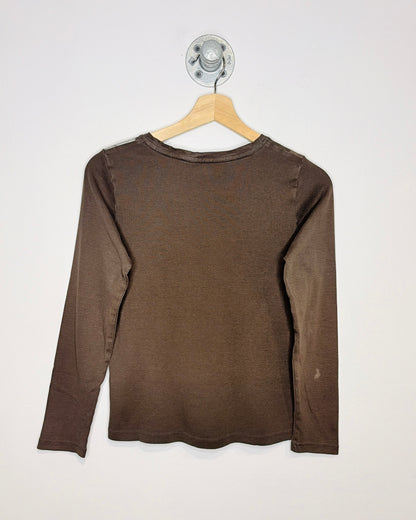 2000s Women’s Northern Reflections Y2K Print Brown Longsleeve Shirt