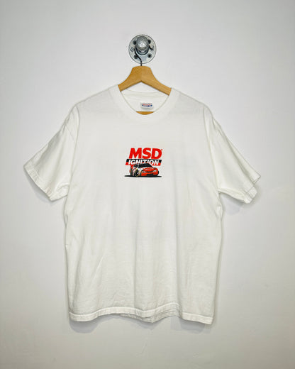 Vintage 2000s MSD Ignition Racing White Tee Shirt