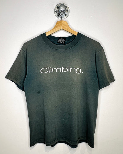 Vintage 90s Climbing Faded Green Tee Shirt