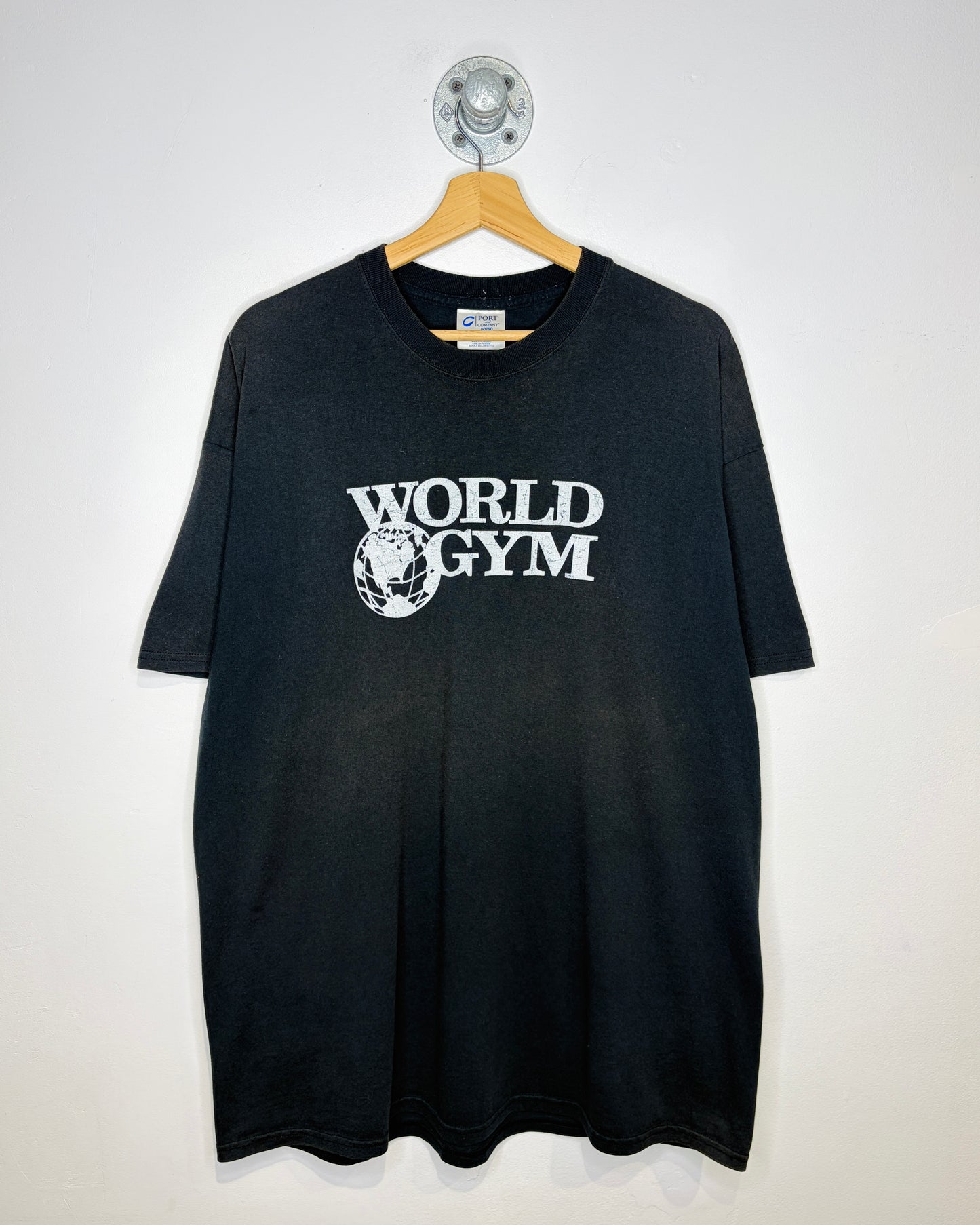Vintage World Gym Faded Black Tee Shirt
