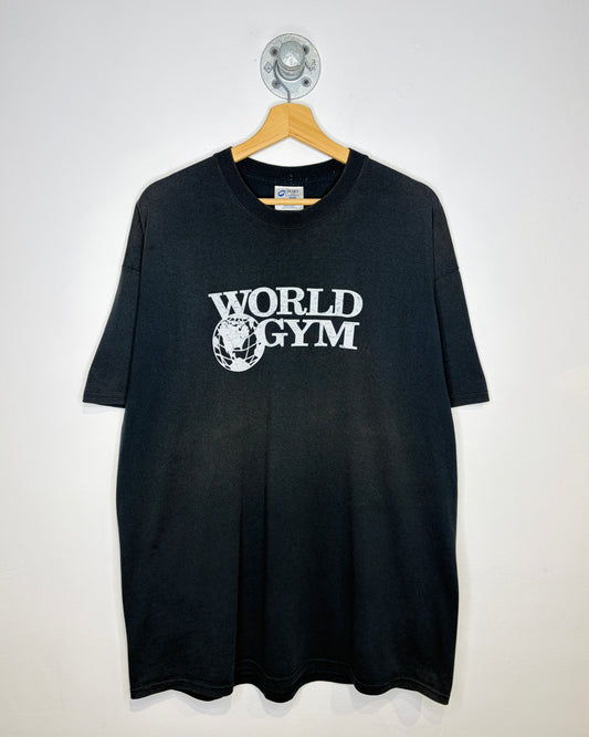 Vintage World Gym Faded Black Tee Shirt