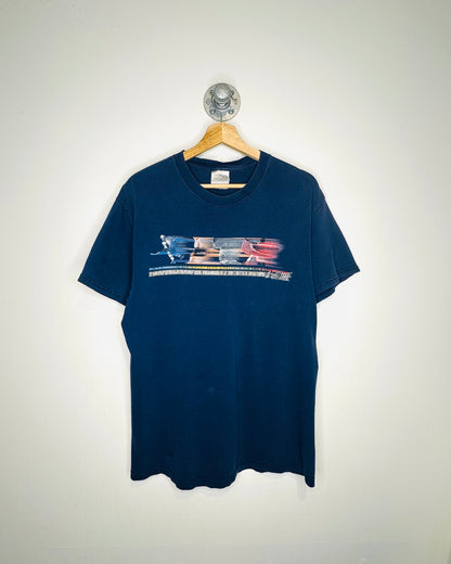 Vintage “Sports Is Life” Distressed Navy Tee Shirt