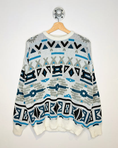 Vintage Club International Abstract Patterned Knit Sweater