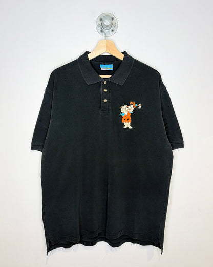 Vintage 1994 The Flintstones Faded Black Polo Shirt