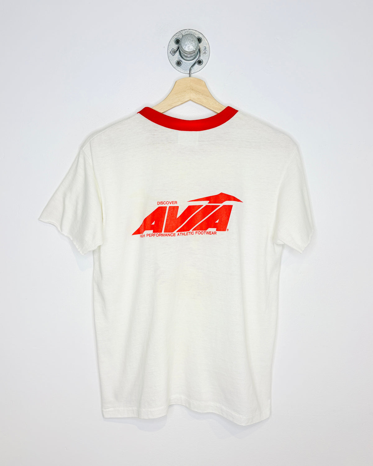 Vintage 80s Mobile Sports Athletic Camps White & Red Paper Thin Tee Shirt