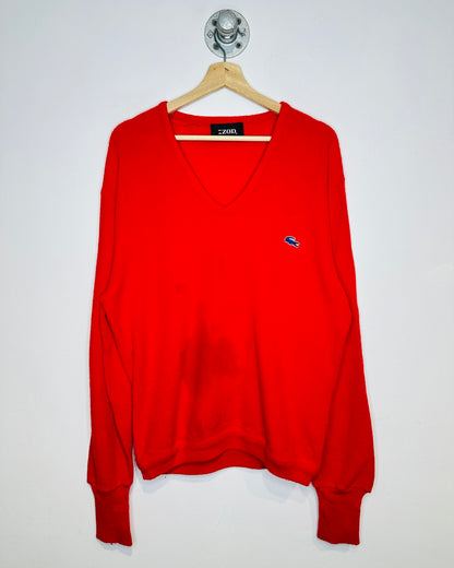 Vintage 1980s Izod Red V-Neck Sweater