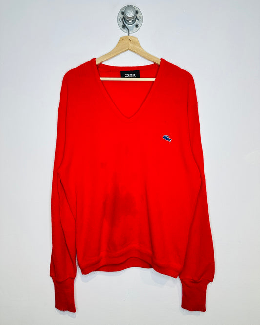 Vintage 1980s Izod Red V-Neck Sweater