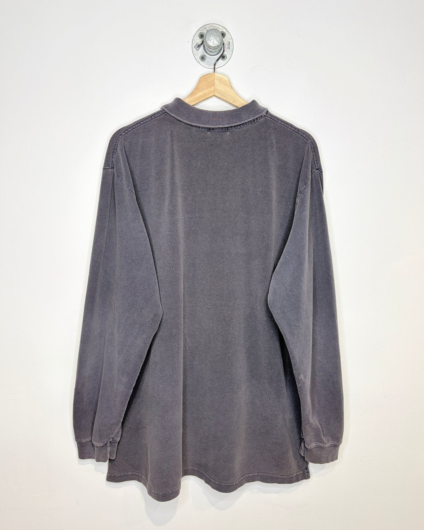 Vintage 90s J. Crew Faded Grey Longsleeve Polo Shirt