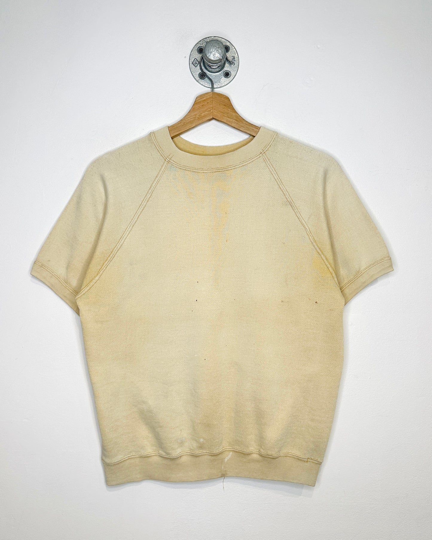 Vintage 1970s Sears The Men’s Store Short Sleeve Beige Distressed Sweatshirt