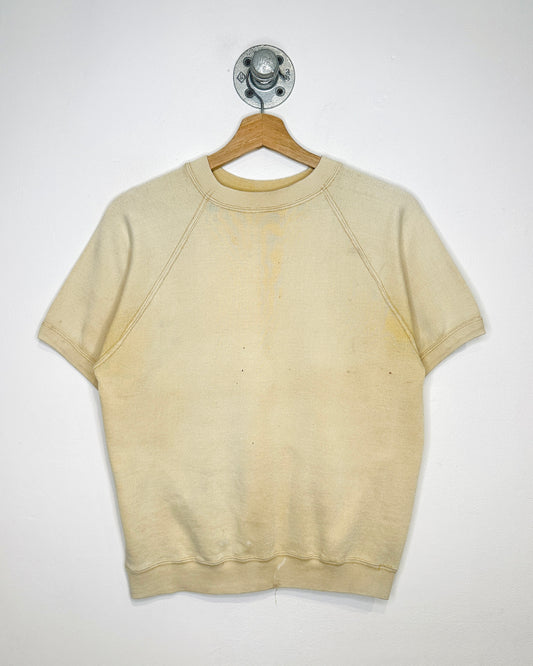 Vintage 1970s Sears The Men’s Store Short Sleeve Beige Distressed Sweatshirt