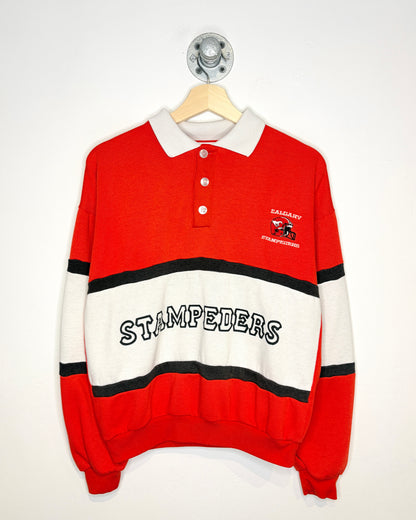 Vintage 80s Calgary Stampeders Red Collared Sweatshirt