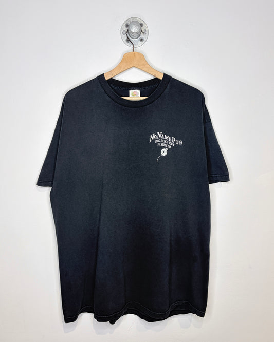 Vintage 2000s No Name Pub Florida Faded Black Tee Shirt