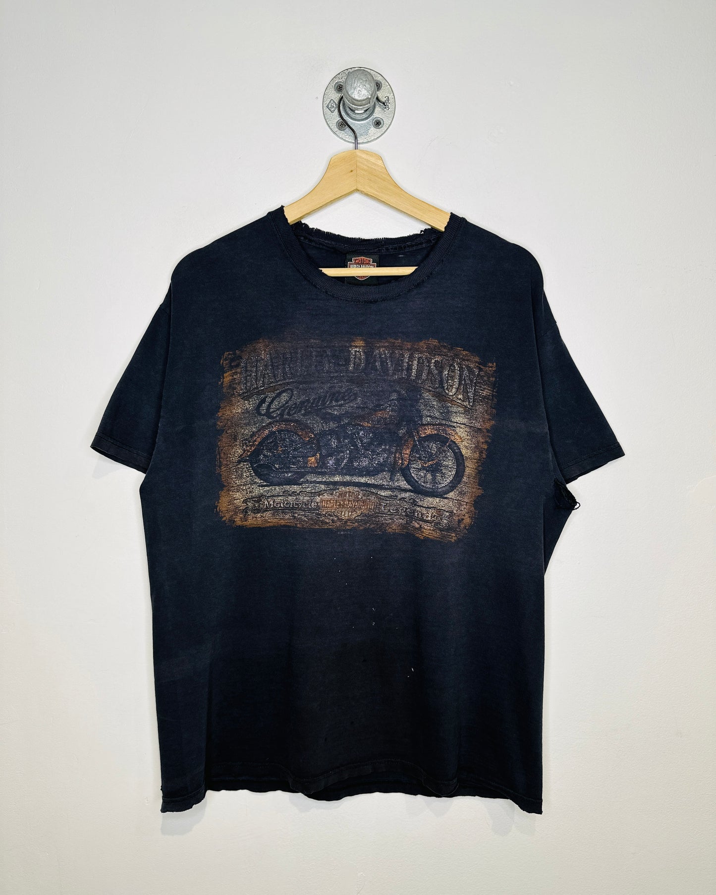 Harley-Davidson Fort Mac Faded And Washed Out Black Tee Shirt