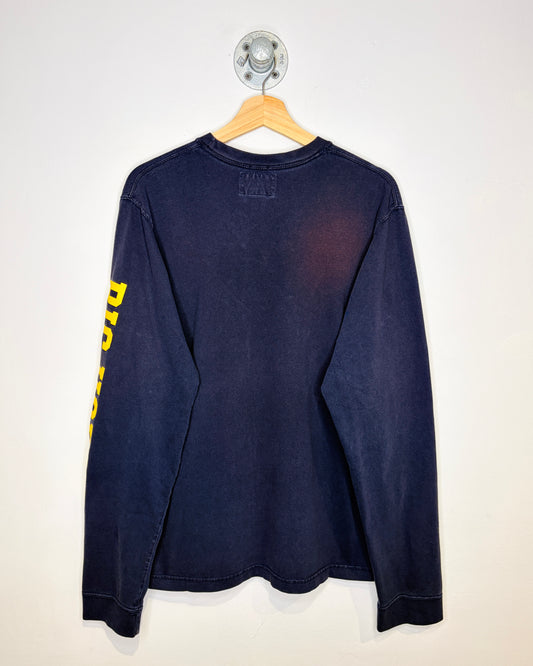Abercrombie Long Sleeve Navy And Yellow Logo Shirt