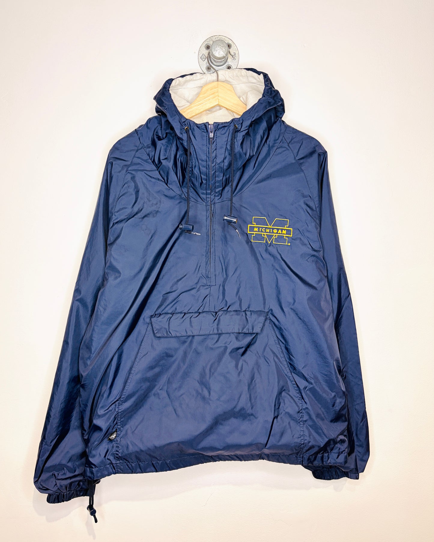 Vintage Michigan Navy Hooded Windbreaker Jacket