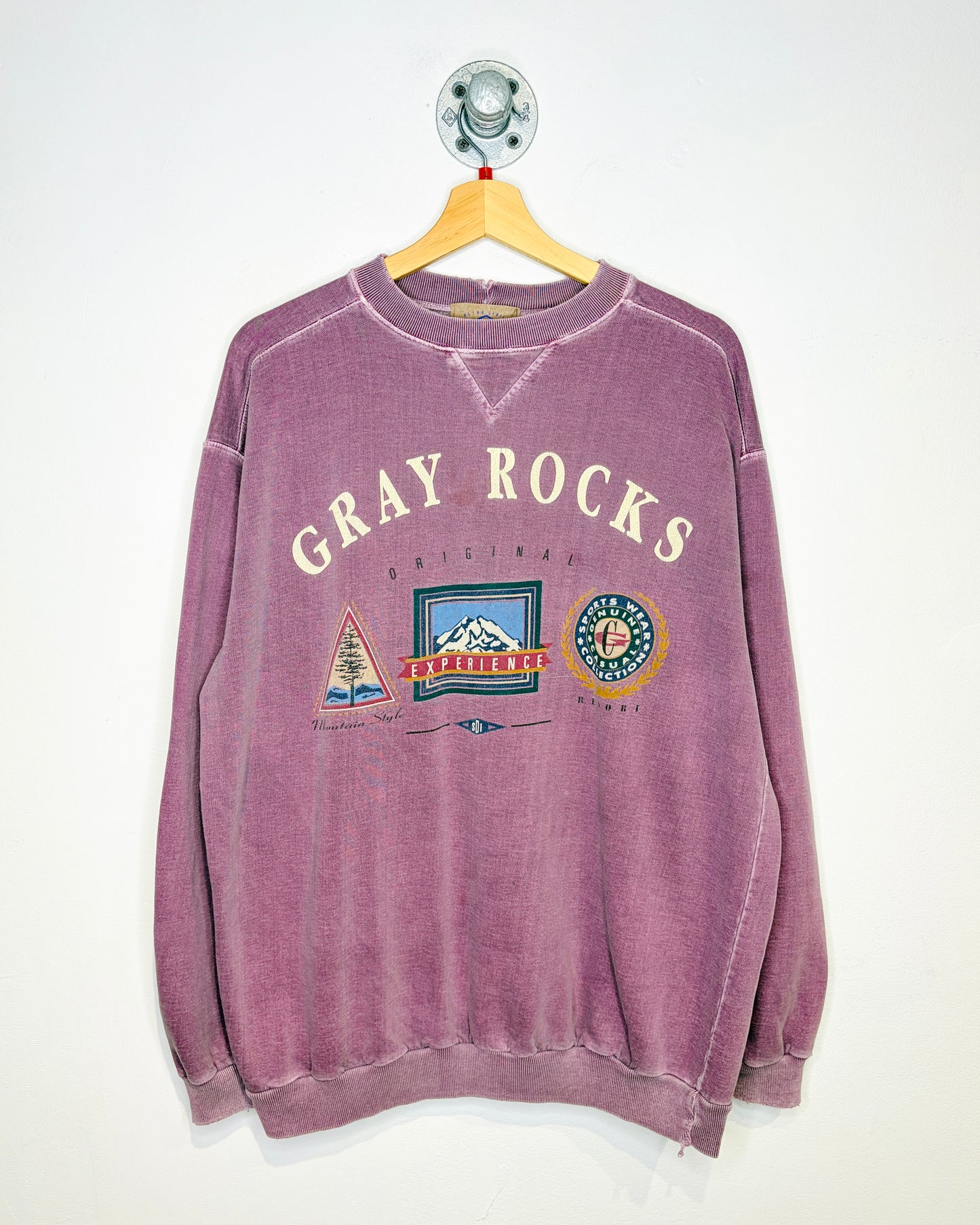 Vintage 1990s Gray Rocks Faded Lavender Crewneck Sweatshirt