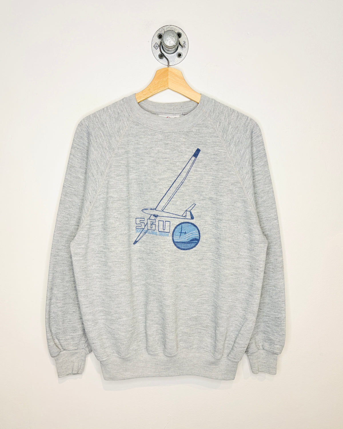 Vintage 80s Scottish Gliding Union Grey Raglan Crewneck Sweatshirt