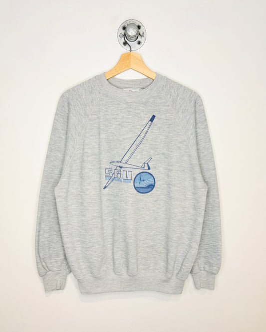 Vintage 80s Scottish Gliding Union Grey Raglan Crewneck Sweatshirt