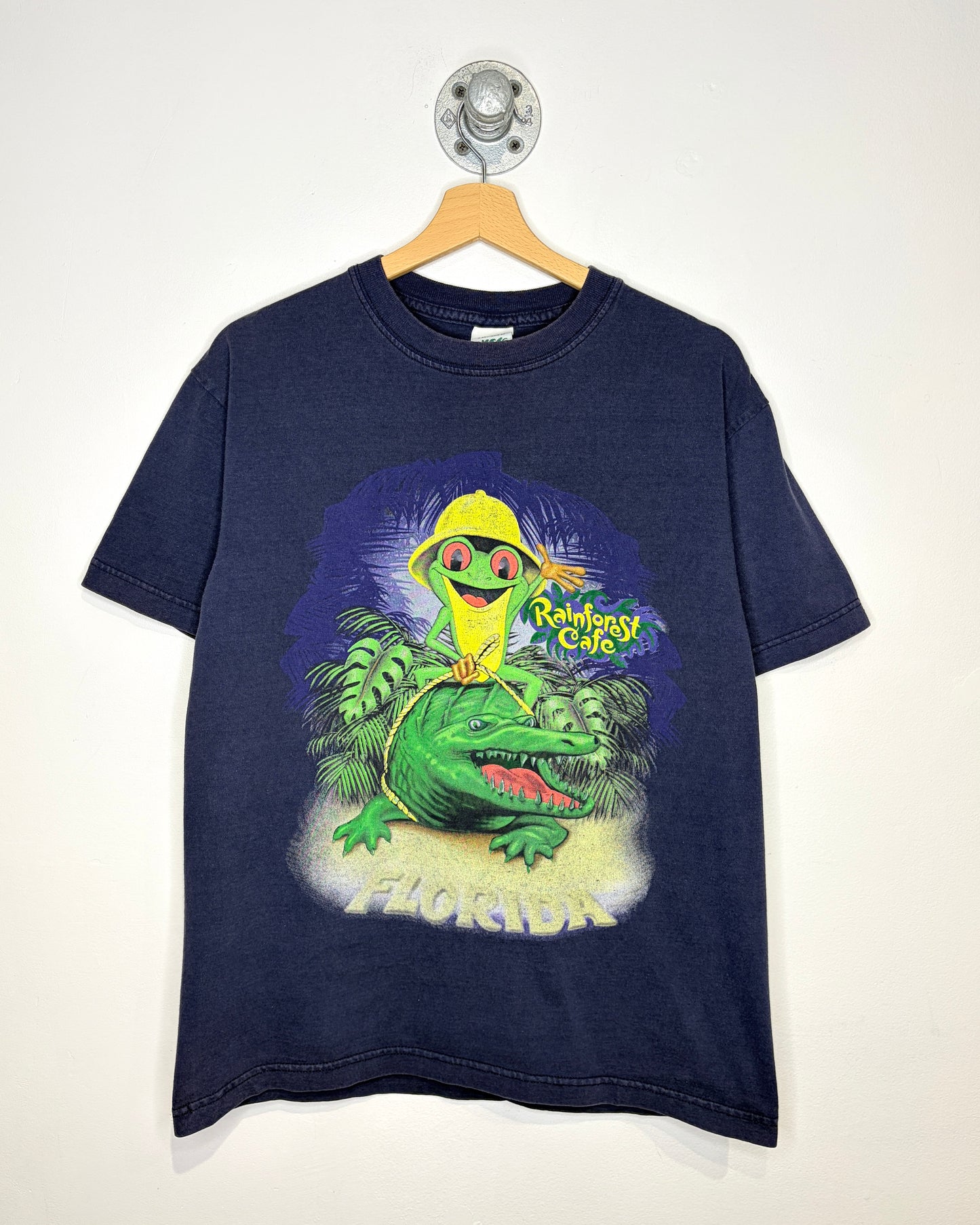 Vintage Rainforest Cafe Faded Navy Blue Tee Shirt