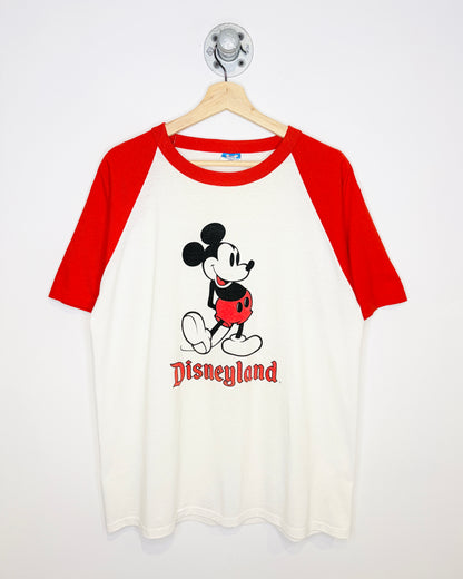 Vintage 80s Disneyland TwoTone White & Red Raglan Tee Shirt