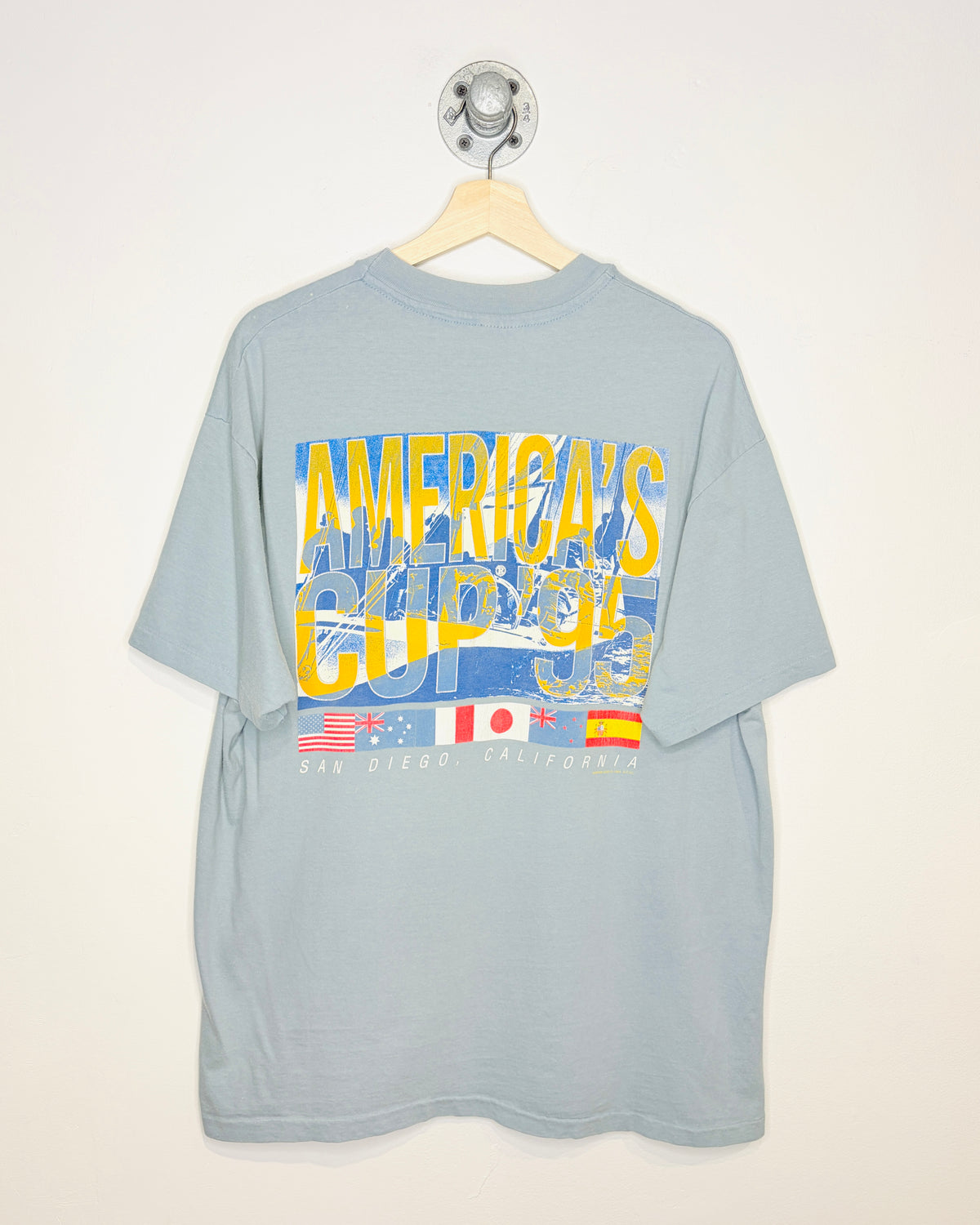 Vintage 1995 America’s Cup San Diego California Light Blue Tee Shirt
