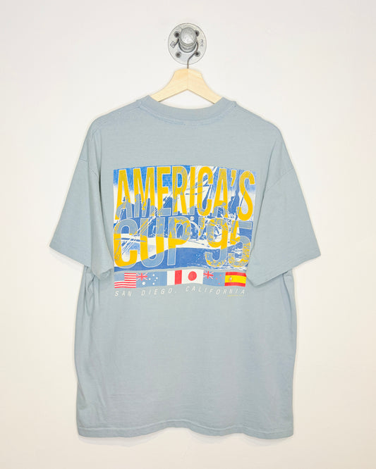 Vintage 1995 America’s Cup San Diego California Light Blue Tee Shirt