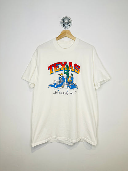 Vintage 1990s Texas Skeleton Couple Dry Heat White Tee Shirt