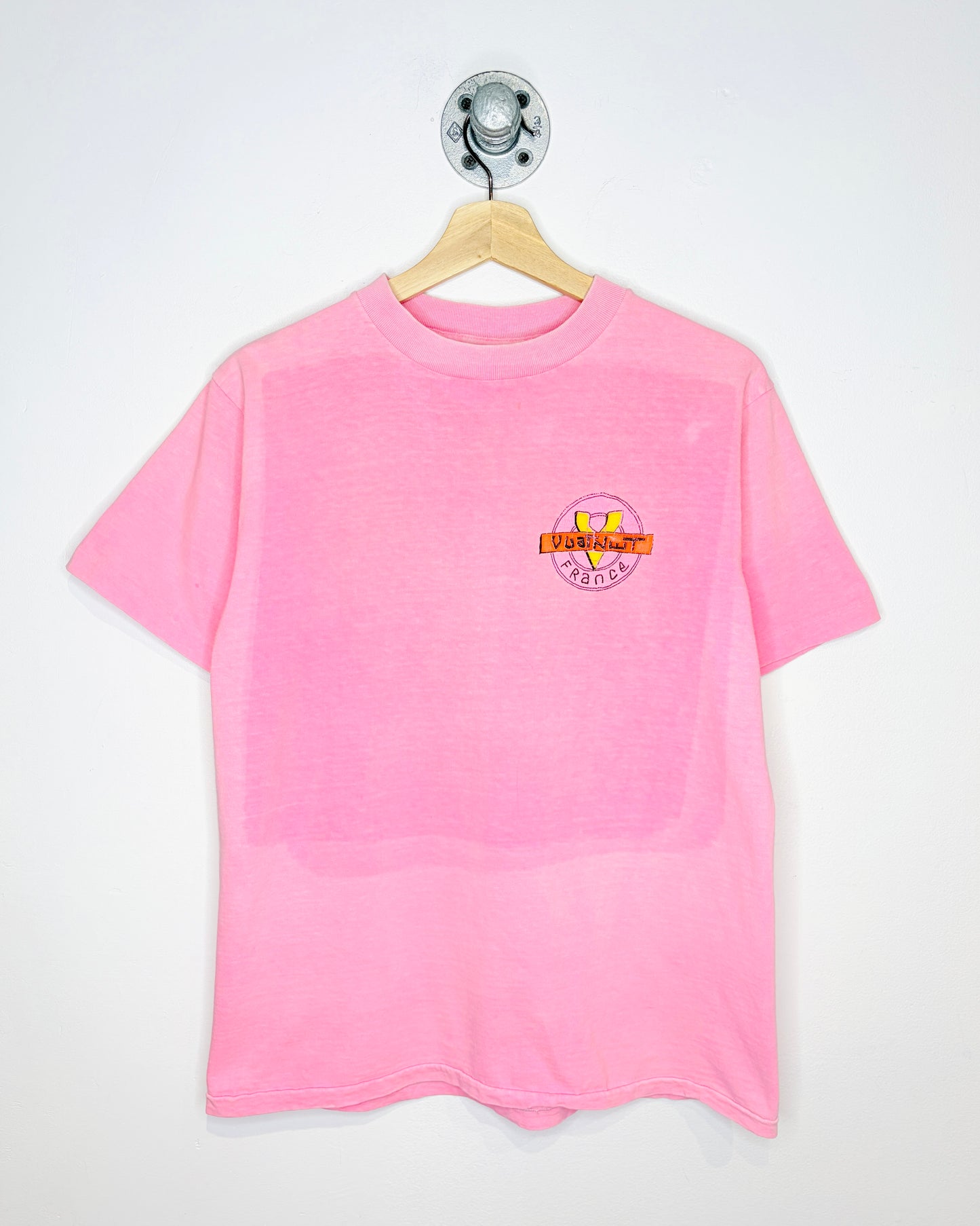 Vintage 1990 Vuarnet France Faded Pink Tee Shirt
