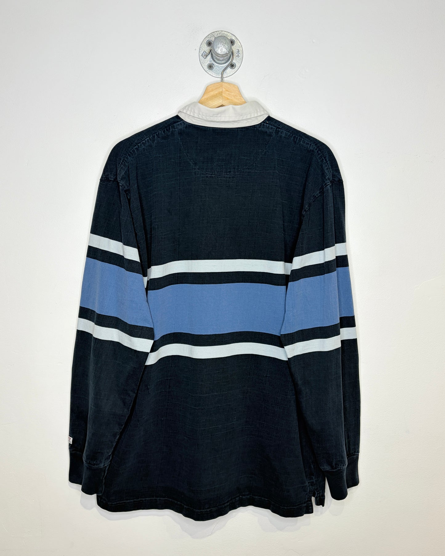 Vintage 90s Body Equipment Faded Black Rugby Shirt